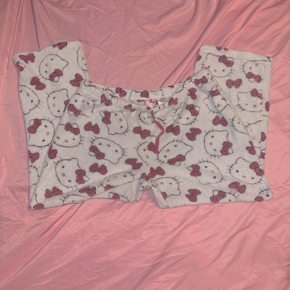 Hello Kitty Fleece Pajama Pants - Pink and White